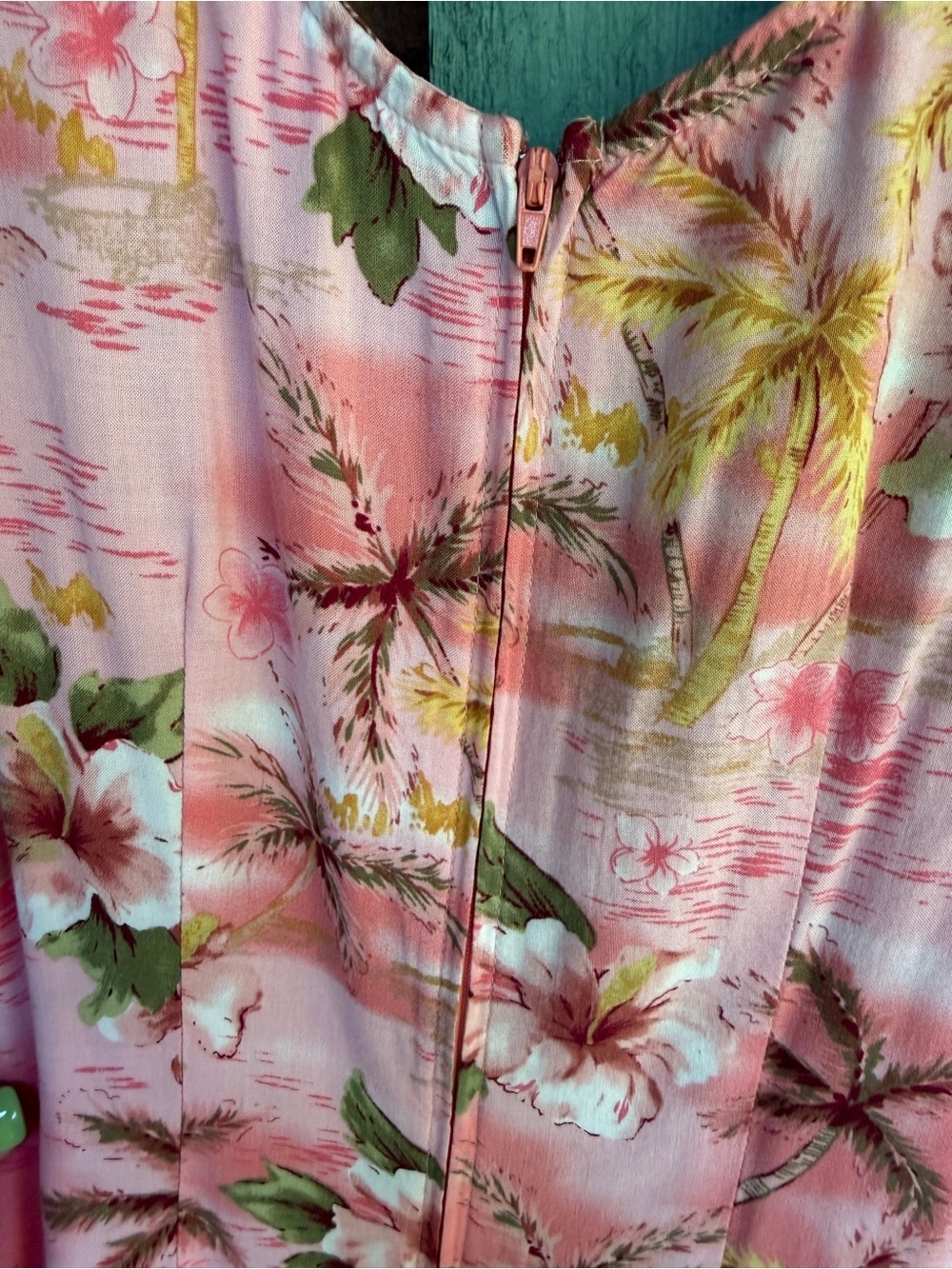 Women Vintage Hawaiian Tropical Beach Print Pink Tie-Side Wrap Mini Pinup Dress - Picture 5 of 5